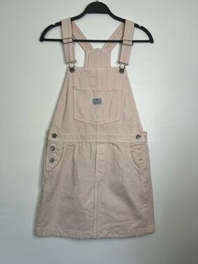 Levi’s XS Overall Dress Blush Pink Denim Pinafore Skirt Adjustable Straps